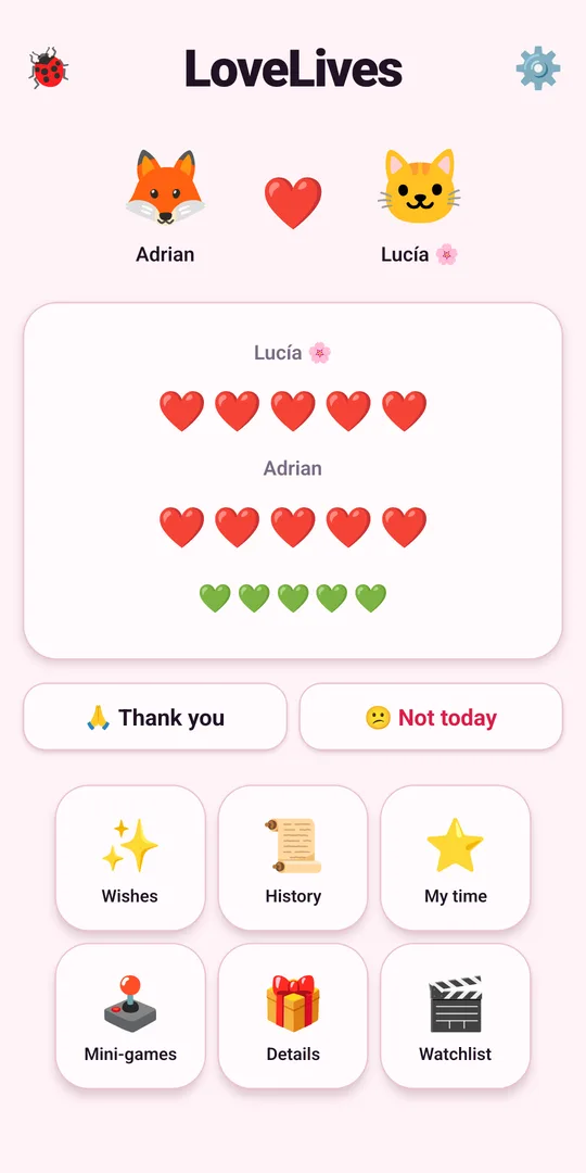 LoveLives — The couples app: wishes, hearts and minigames for two
