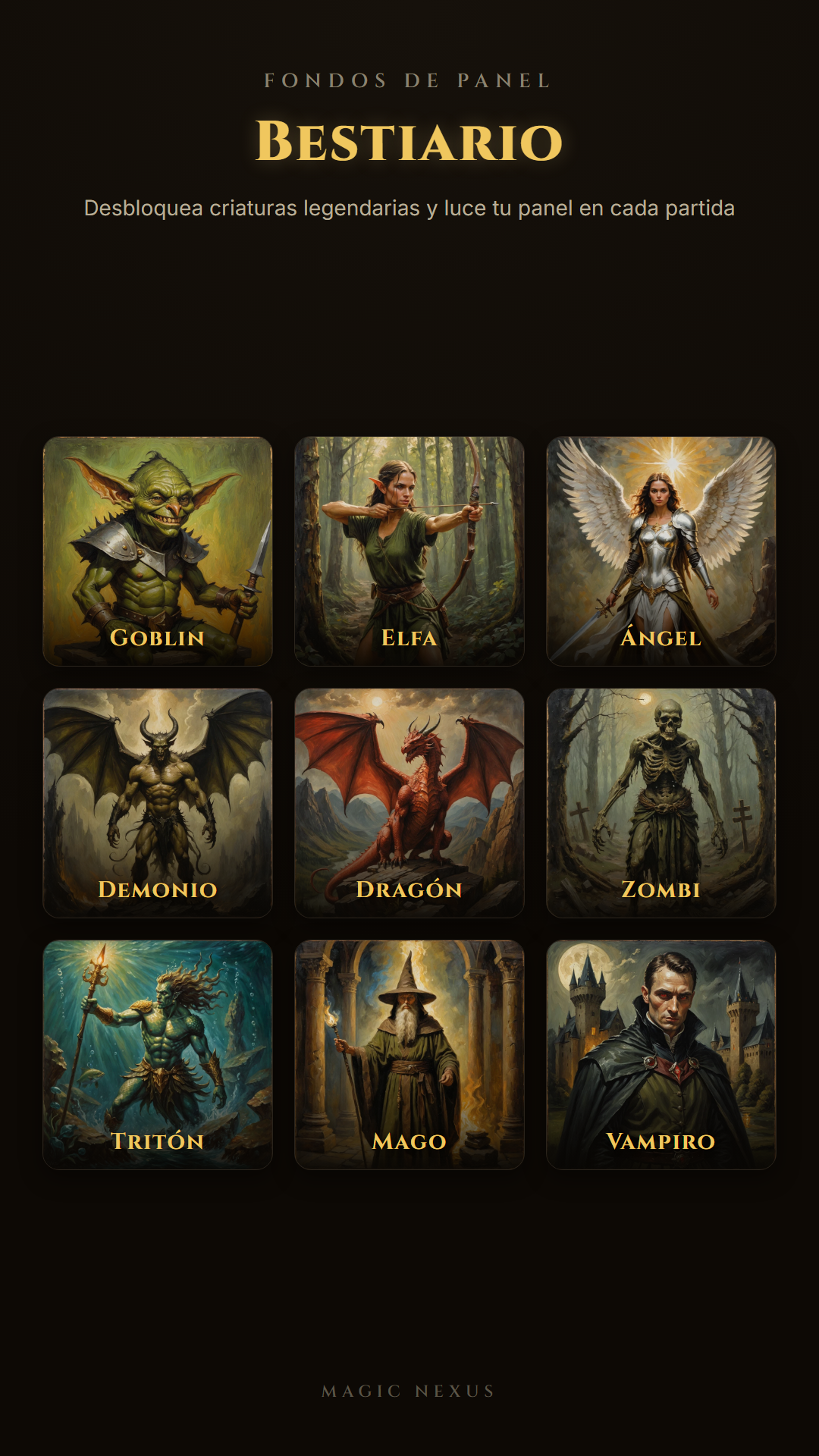 Bestiario de avatares de MagicNexus, app para Magic: The Gathering