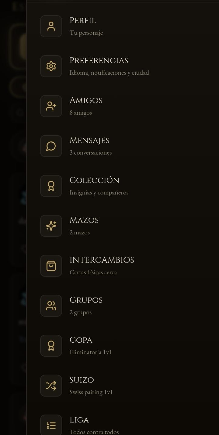 MagicNexus, app de Magic: The Gathering — el panel principal